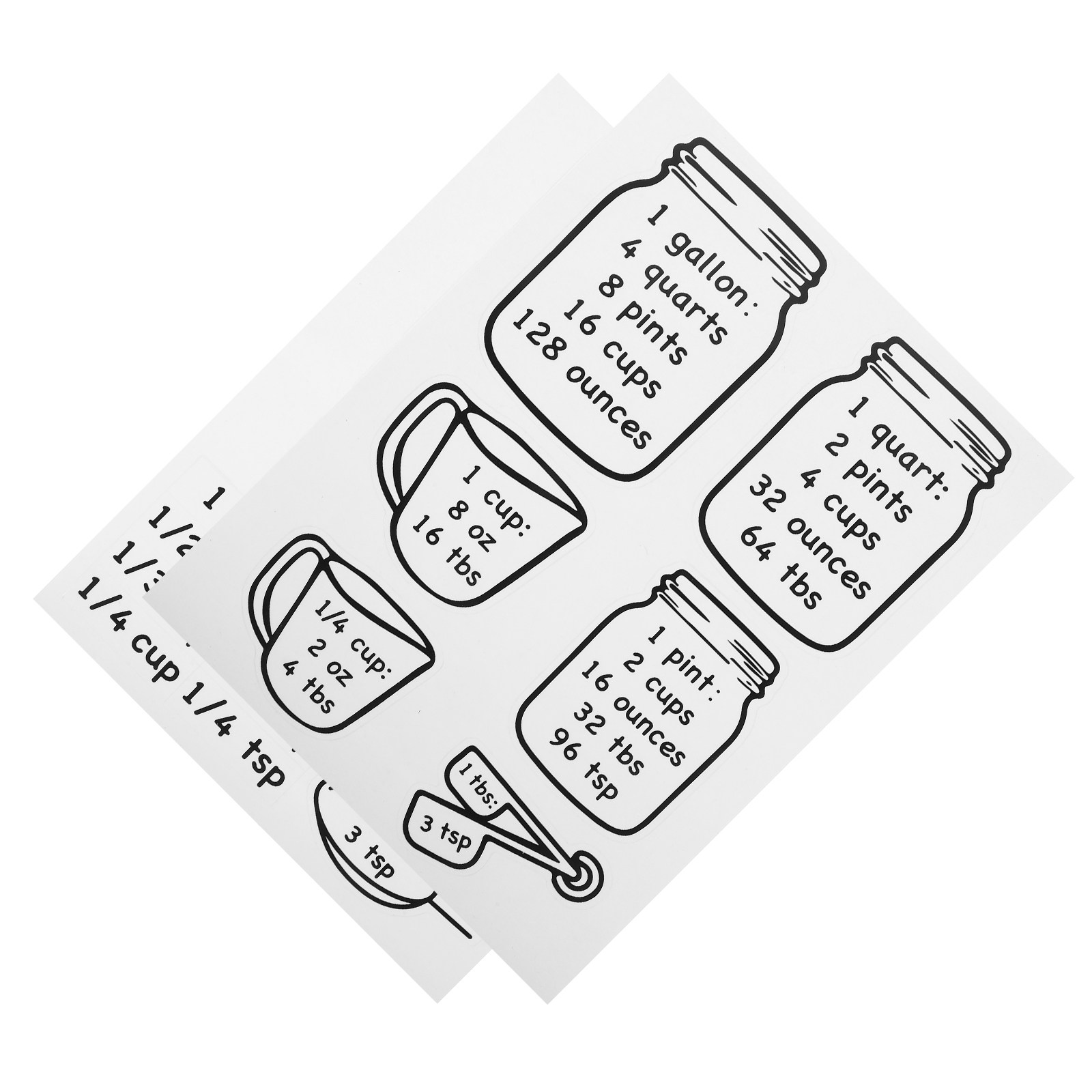 Kitchen Baking Conversion Chart - 2Pcs Kitchen Conversion Chart Sticker Accurate