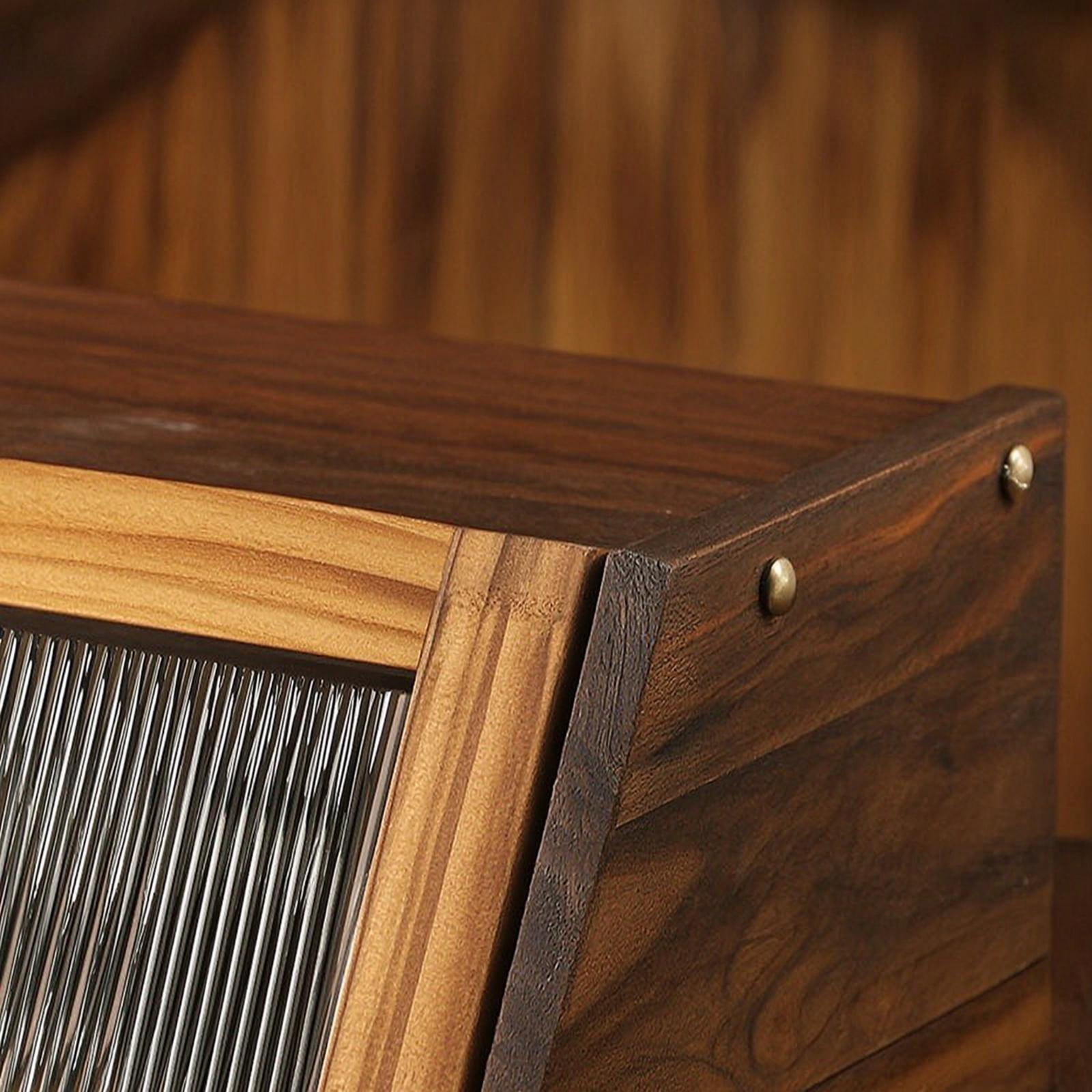 Kitchen Baking Organization - Acrylic Front Bamboo Bread Storage Cabinet