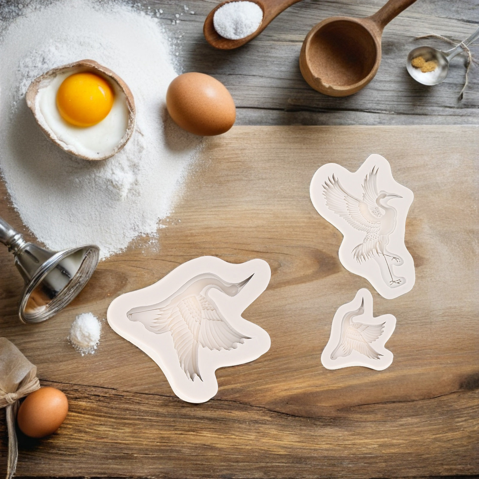 Silicone Cake Mold - 3Pcs Crane Silicone Mold Set Elegant