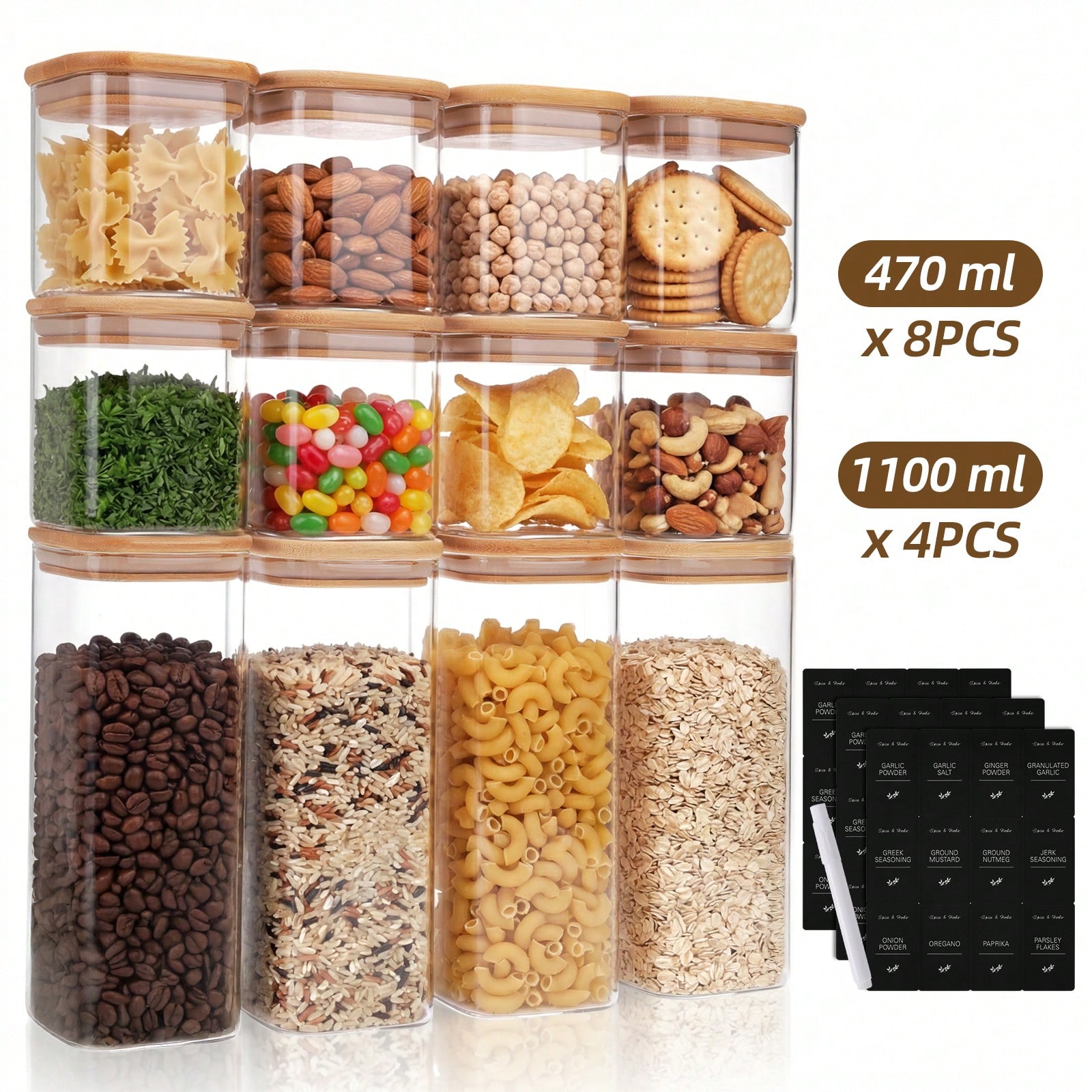 Kitchen Baking Organization - Tomnk 12pcs Glass Food Storage Containers