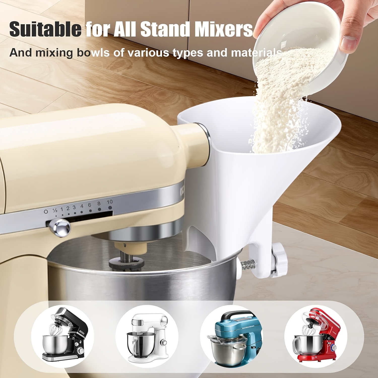 Wide Mouth Flour Funnel Dough  - đánh giá và giá Kitchen Aid Baking Mixer