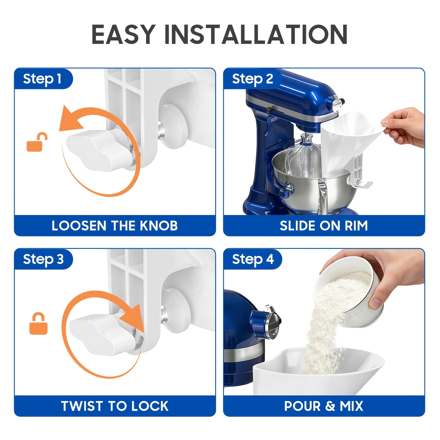 Wide Mouth Flour Funnel Dough  - đánh giá và giá Kitchen Aid Baking Mixer