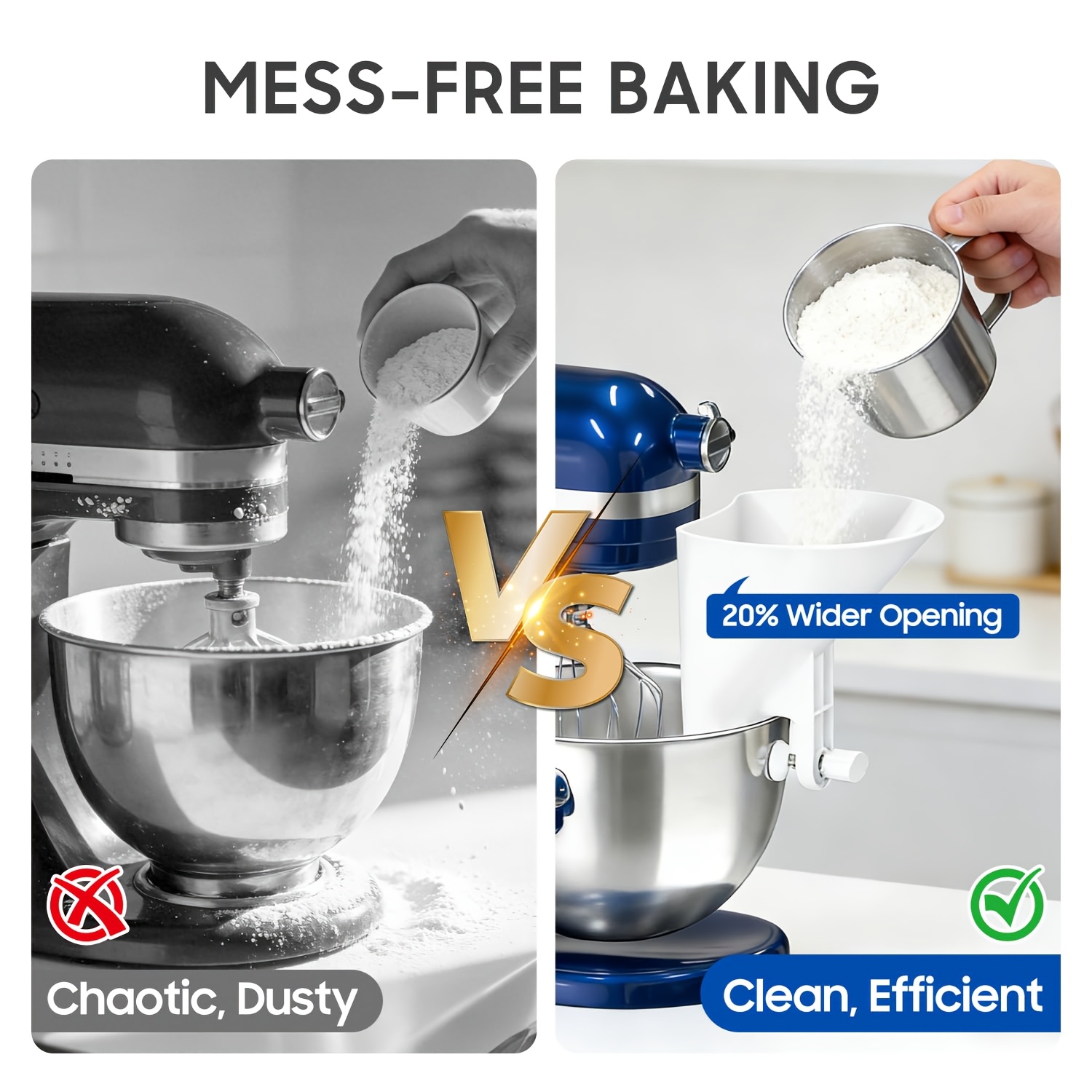 Wide Mouth Flour Funnel Dough  - đánh giá và giá Kitchen Aid Baking Mixer