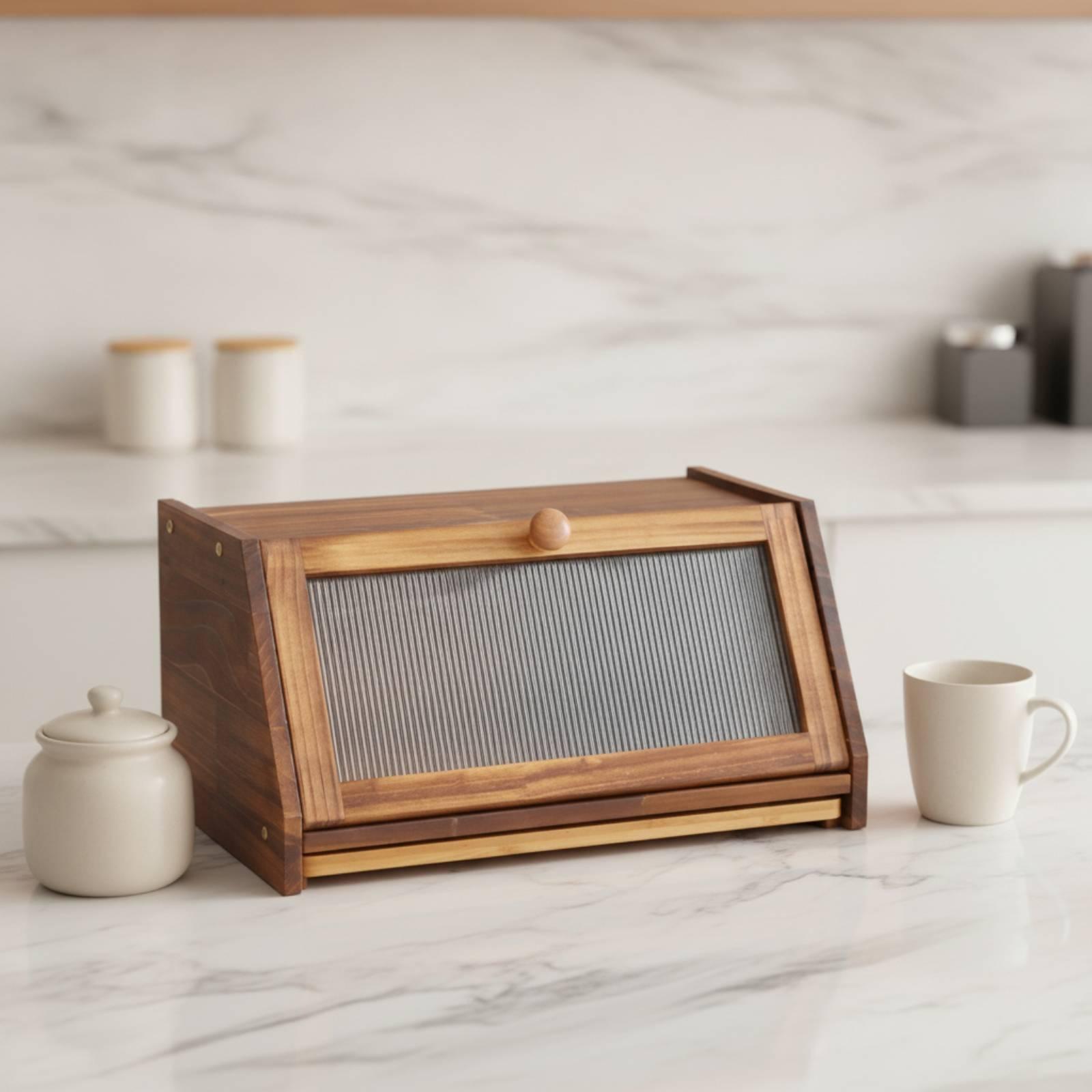 Acrylic Front Bamboo Bread Sto - đánh giá và giá Kitchen Baking Organization