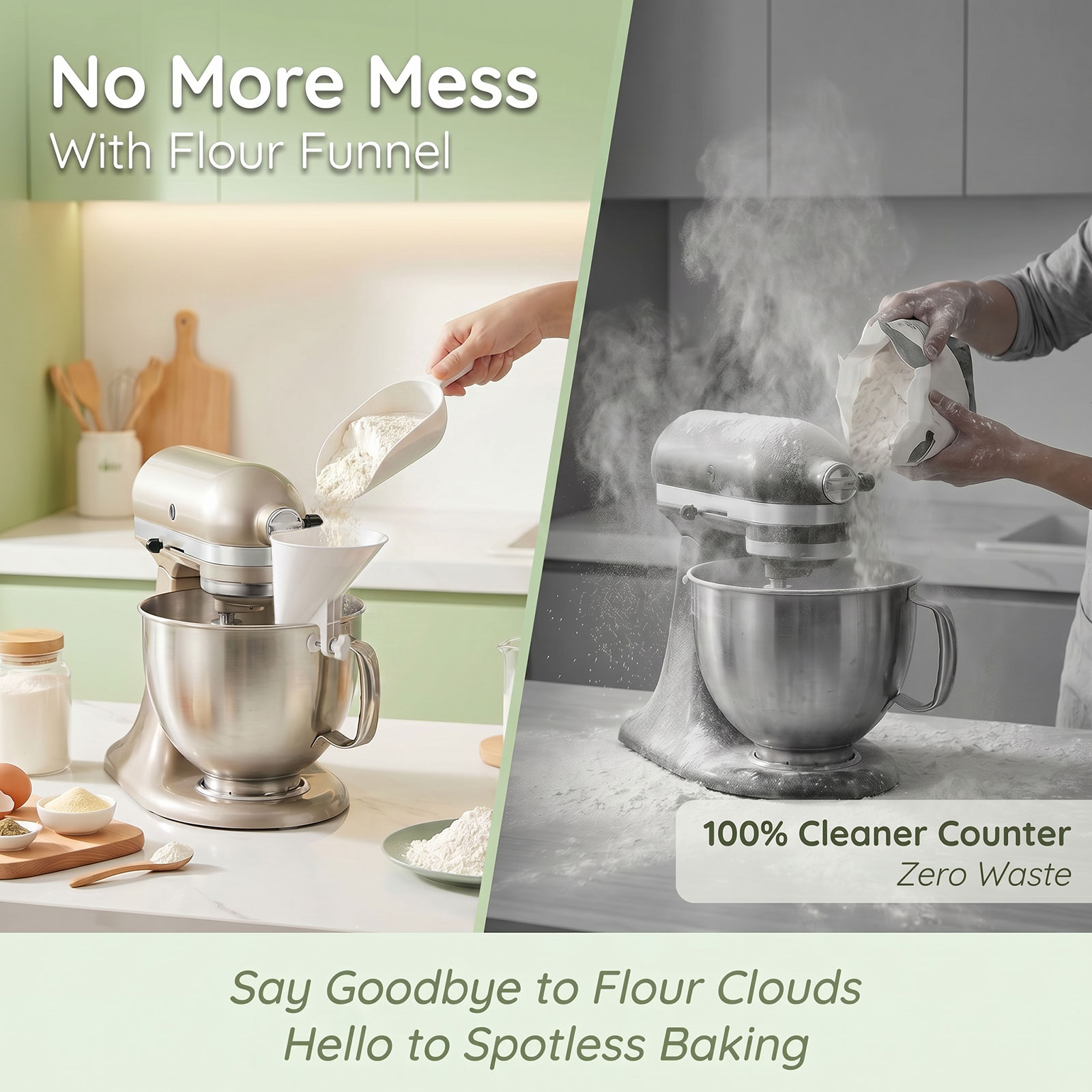 Spill Proof Flour Funnel for 4 - đánh giá và giá Kitchen Aid Baking Mixer